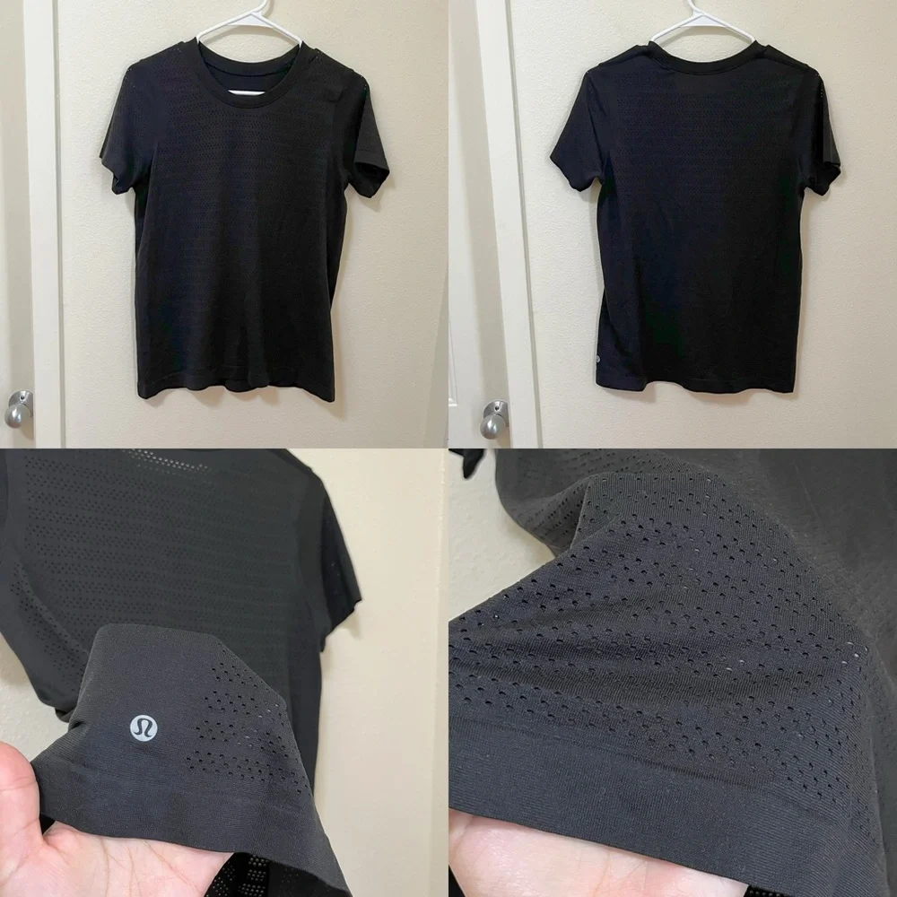 •LULULEMON• Breeze By Mesh Short Sleeve Shirt Ventilation Black